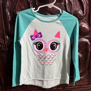 Garanimals Teal and White Owl Long Sleeve Tee